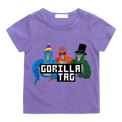 New Game Gorilla Tag T Shirt Kids 2024 Summer Cartoon Monke Clothes Toddler Girls Cotton T-shirtTeenager Boys Short Sleeve Tops