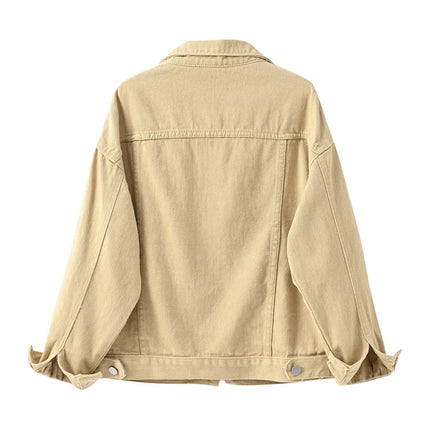 Pure Color Women's Denim Jacket Single-breasted Lapel Coat Fashion Casual Tops Green Black Red Blue Outerwear Female Overcoat