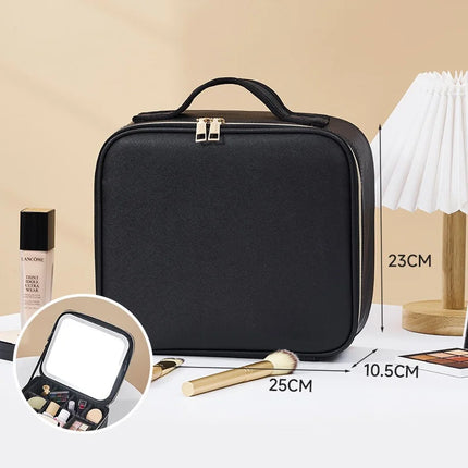 LED Cosmetic Case with Lights and Mirror Cosmetic Bag Large Capacity Premium Feeling Cosmetic Bag Luxury makeup bag