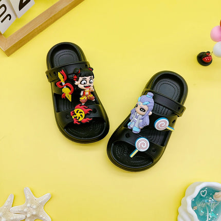 Fashion Popular Cartoon Nezha Bing Slippers New Flats Bottom Boys and Girls Non-Slip Soft Bottom Sandals 811