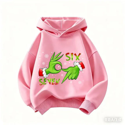 Unisex Cute Six Seven Hoodie, Crew Neck Hoodies for Boys and Girls, Children's Clothing, Funny Brainrot 67 Sweatshirts
