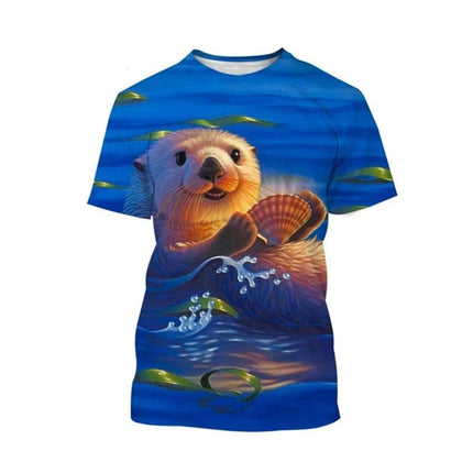 Cute Otter Graphics T Shirts Summer Fashion Short Sleeve Funny 3D Animals Printed Men Women T-shirts Casual Loose Harajuku Tees
