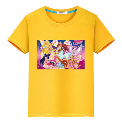 Winx Cute Tops t shirt for kids boy 10year anime Short Winx print Cartoon 100%Cotton  pride tshirt y2k girl clothes baby clothes