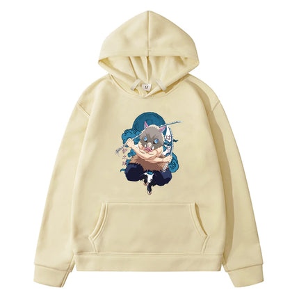 Cartoon Anime Inosuke Hashibira - Kimetsu No Yaiba Hoodie Sweatshirts Casual Children's Clothing for Boys Cut Kids Clothes Girls