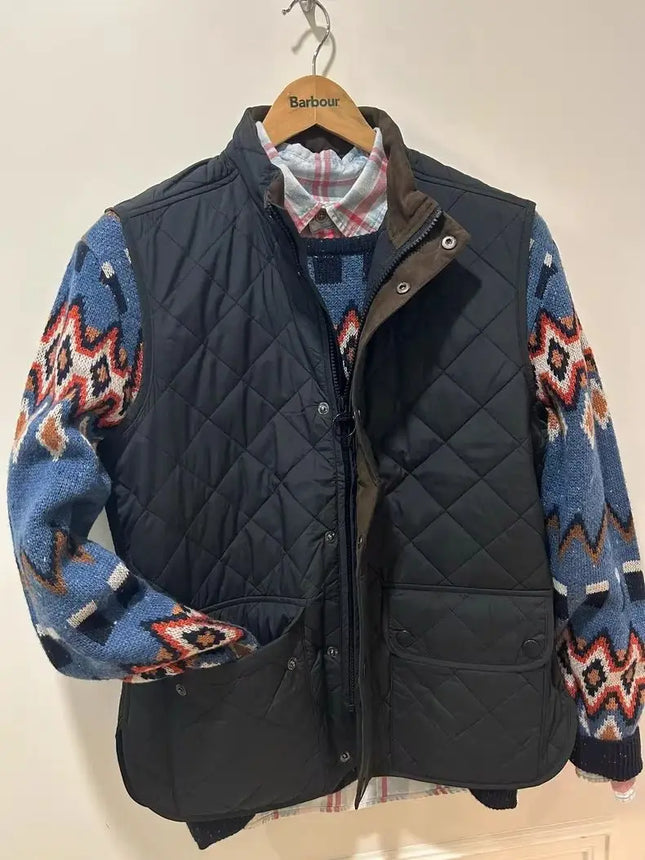 B@r Diamond Check Cotton Vest Black
