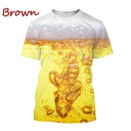 Funny Bubble Beer 3D Printed T Shirt For Men Fashion Graphs T-shirt Summer Gym Sports Short Sleeve Tees Quick-drying Women Tops