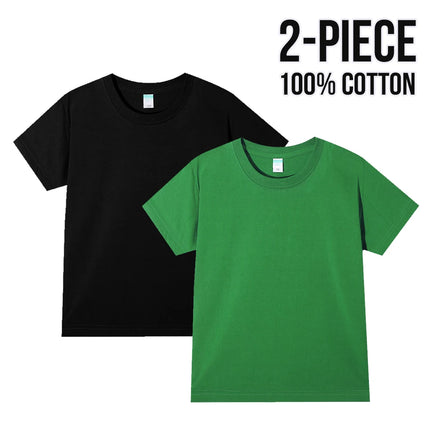 Simple Daily 2 Piece 100% Cotton T-shirt for Boys Girls Solid Color Crew Neck Short Sleeve Tops High Quality 2025 Kids Clothes