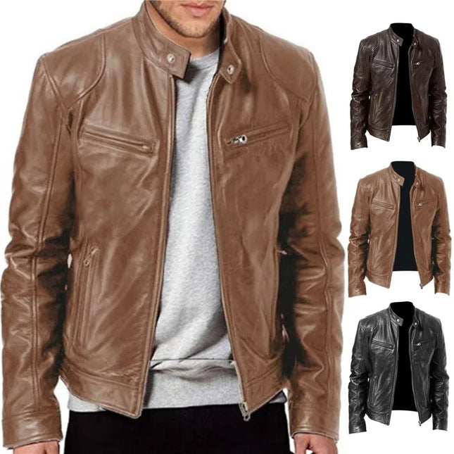 Leather Jacket Coats Warm Thick Fleece Zipper Cardigan Male Outerwear Male Vintage Casual Motor Biker Faux Leather Jacket