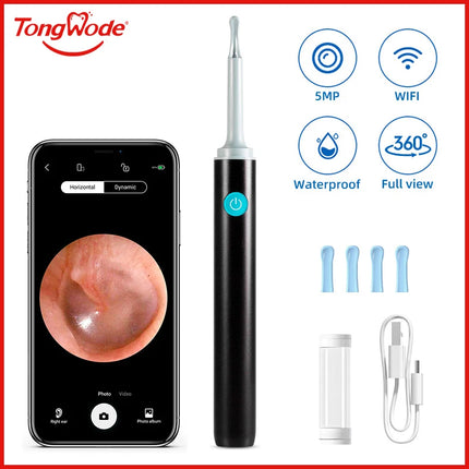 Wireless Visual Ear Endoscope Spoon Safe Silicone Earpick 5MP Camera Ear Wax Remover Luminous Otoscope 3.9mm Ear Cleaning Tools