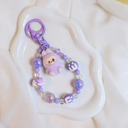 High-value Cute Cartoon Labub Doll Keychain Creative Exquisite Beaded Backpack Pendant Gift