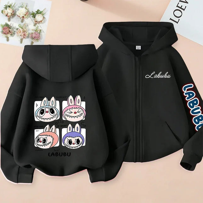 2025 Pop-mart Labubu Children's Coat Anime Cartoon Fashion Loose Coat Boys And Girls Autumn Hip-hop Sweatshirt Adult Clothing