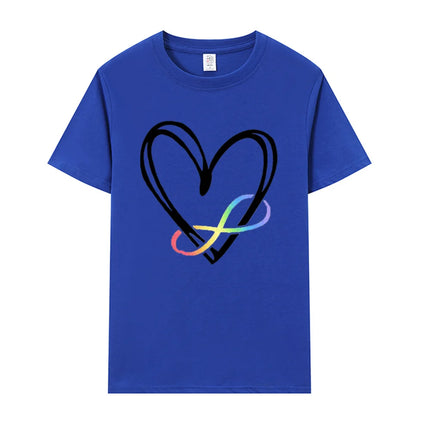 Women Short Sleeve Tee Clothing Ladies Fashion Y2k Graphic T-Shirt Autism Infinity Symbol Summer Loose Tshirt Neurodiversity Tee