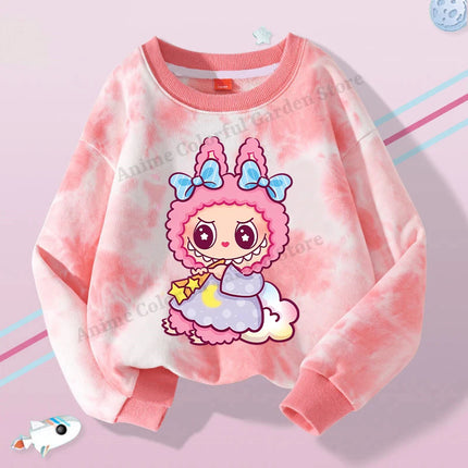 Labubu Round Neck Sweatshirt for Children Anime Cartoon Cute Hoodies Boys Girls Spring Sweet New Sports Shirt Kids Clothes Gifts