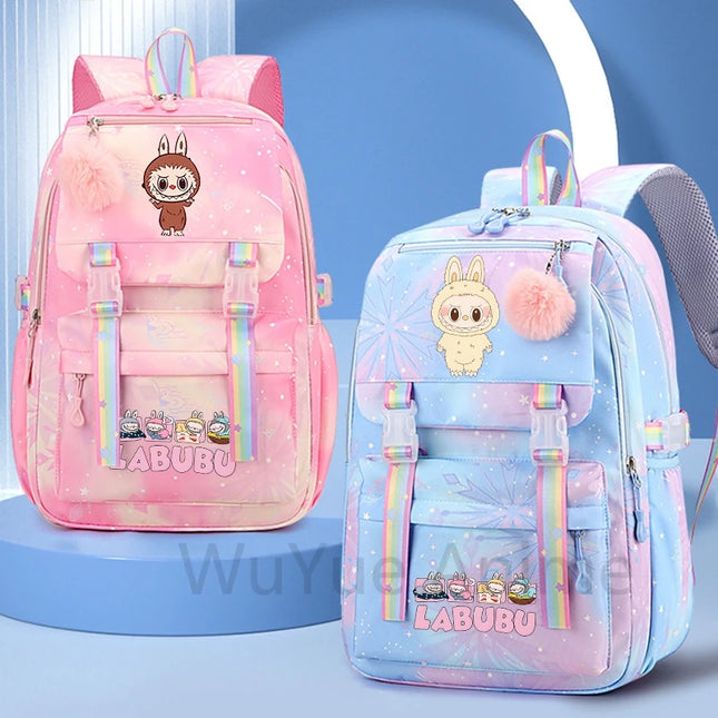 2Pcs/set Cute Cartoon Backpack with 750Ml Outdoor Sports Water Bottle Student Girl Boy Schoolbag Large Capacity Travel Bag Gift