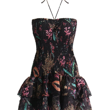 High Waist Spliced Folds Slimming Dress Female Fashion 2023