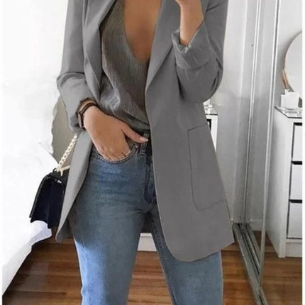 Women Lapel Slim Cardigan Suit Coat Fashion Casual Suit Polo Neck Slim Fit Blazer Long Sleeve Jacket Coat
