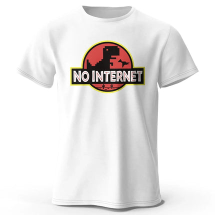 Men's No Internet Printed T-Shirt 100% Cotton Oversized Funny Graphic Tees for Men Women Summer Tops