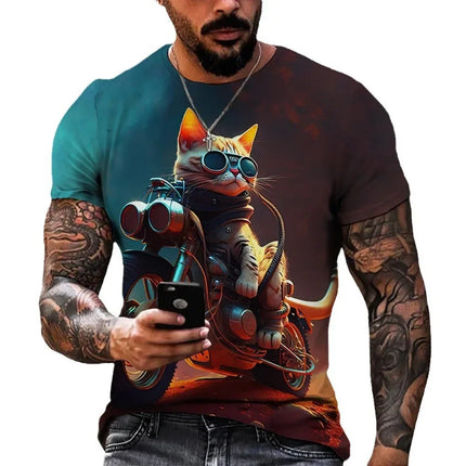 New Heavy Duty Motorcycle Harley Printed T-shirt 3D Men's and Women's Fashion Outdoor Sports T-shirt Summer Casual Cool Personal