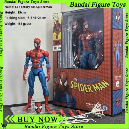 CT Toys Spiderman Peter Parker Action Figure Anime Marvel Mafex 185 Spider-Man Figure The Amazing Model Doll Christmas Xams Gift
