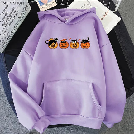 Halloween Hoodie Women Pumpkin Ghost Howdy Hoodies Unisex Autumn Winter Christmas Vintage Pumpkin Cat Pullovers Sweatshirts