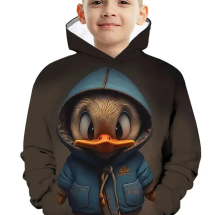 Autumn Hot Selling Donald Duck  Simulation Printed Childrens Pullover Top Cute Cartoon Fashion Classic Hoodie For Boys and Girls
