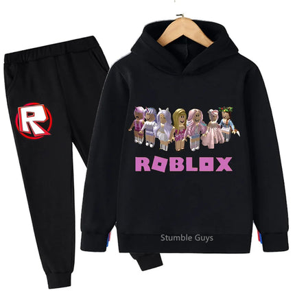 Spring Autumn Boys Clothes Girls Roblox Anime Hoodie Set 2-Piece Kids Fashion Casual Sweatshirt