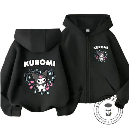 Children's Hoodies Child Sweatshirt Girls Cute Cartoon Hello Kitty Kuromi and Friend Sanrio Animal Printed Kids Zipper Clothes