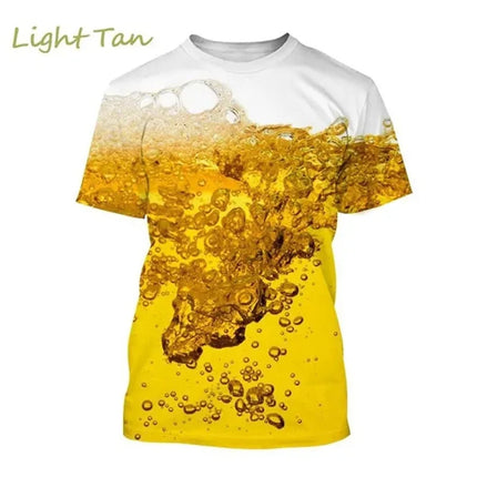 Funny Bubble Beer 3D Printed T Shirt For Men Fashion Graphs T-shirt Summer Gym Sports Short Sleeve Tees Quick-drying Women Tops