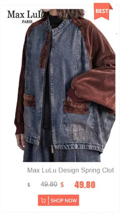 Max LuLu 2025 Spring Clothes Womens Fashion Denim Hooded Jackets Loose Vintage Coats Ladies Casual Classic Patchwork Outerwear