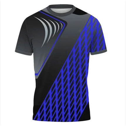 Hot Square Plaid Design T-shirt 3D Printed Outdoor Sports T-shirt Round Neck Short Sleeve Men's Summer Running Round Neck T-shir