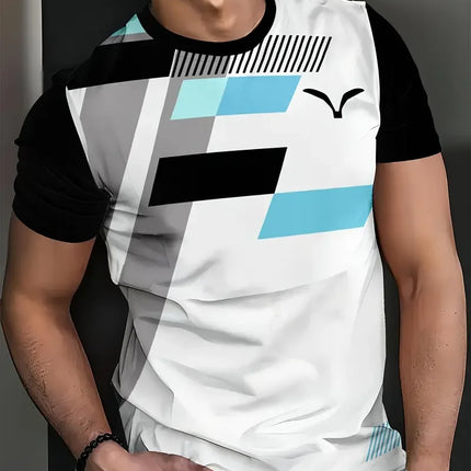 Summer Classic Men's T-shirt Outdoor Round Neck Short Sleeve Top Stripe Print Street Loose T-Shirt Male Oversized Clothing