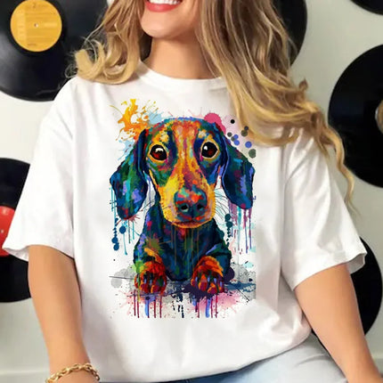 Dachshund Tshirt Women Summer Elegant T-shirts Female Funny Clothing Women Streetwear Graphic T Shirts