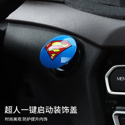 Hot Disney Iron Man Spiderman Car Interior Sticker Anime Figure Car Engine Ignition Start Switch Button Cover Trim Stickers Toys
