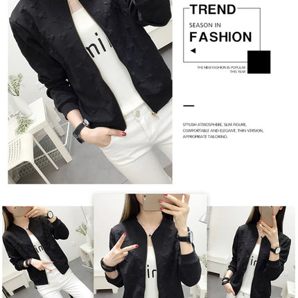 2025 Fashion Spring Summer Bomber Jacket Women Office Casual White Ladies Cardigan Jackets Solid Female Short Baseball Jacket