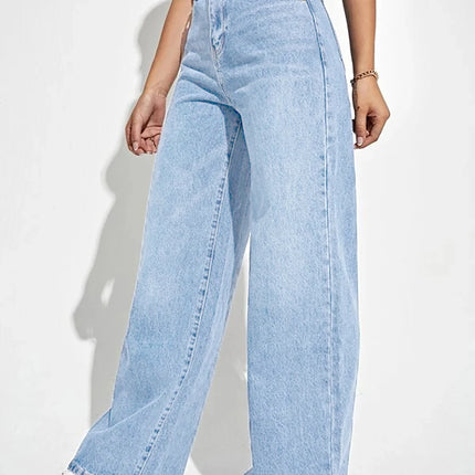 2024 new women's wear European and American loose Denim wide leg pants slimming high waist all-match jeans for women