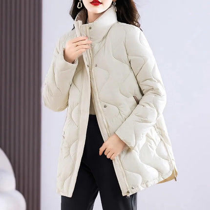 Winter Coat Women Fashion Down Cotton Hooded Jacket Casual Loose stand collar Solid Warm Thick Outwear Parka