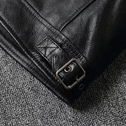 Vintage Black Brown Real Cowhide Genuine Leather Jacket Real Fur Men's Leather Jacket Bomber Men Leather Jacket Motorcycle Coat