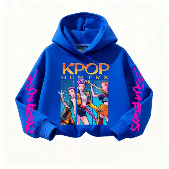 Kpop Devil Hunter Children Sweatshirts Boys Girls Hoodies Street Sporty Casual Loose Long-sleeved Warm Hoodies for Autumn Winter