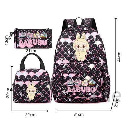 3Pcs/set Backpack for Girl School Teen Student Knapsack Women Rucksack with Lunch Bags Pencil Bag Fish Scale Style Bags