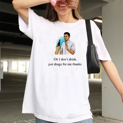 I Don't Drink T Shirt Women Funny Meme Egirl Grunge Graphic Tees Unisex Hipsters Cotton Short Sleeve Tee Fashion TShirts Clothes