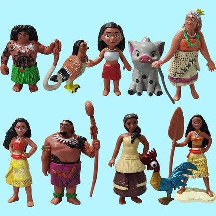 10pcs/set  Moana Princess Maui Chief Tui Tala Heihei Pua Action Figure Brinquedo Toys For Children New Year Gift