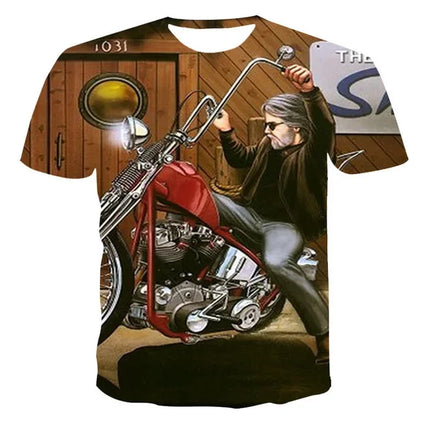New Heavy Duty Motorcycle Harley Printed T-shirt 3D Men's and Women's Fashion Outdoor Sports T-shirt Summer Casual Cool Personal
