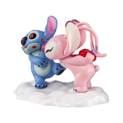 Disney  Kawaii Lilo Stitch Action Figures Angel Lover Figurines Flocking Collection Model Statue Doll Kid Surprise Gift