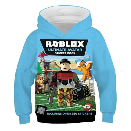 Loose Fit 3D Roblox Hoodie Kids 3-14Y Spring Autumn Boys Clothes Girls Outfit