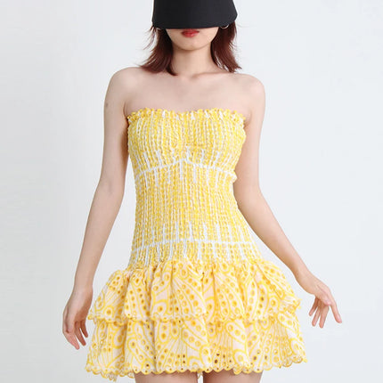 TWOTWINSTYLE Colorblock Temperament Dresses For Women