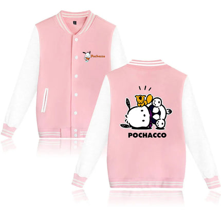 Pochacco Bomber Jacket Women Men Autumn Baseball Jacket Coat Cartoon Kid Streetwear Harajuku Bomber College Jacket