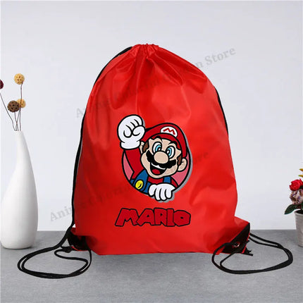 Super Mario Drawstring Bag for Men Women Anime Cartoon Portable Shopping Bags Fashion Simple Handbag Fitness Yoga Storage Pouch