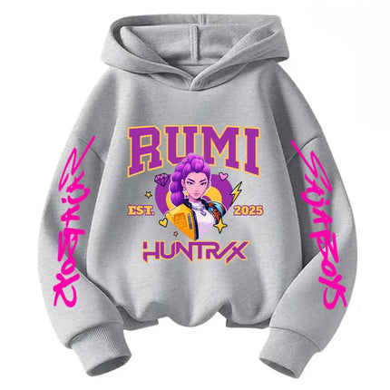 2025 KPop Devil Hunter Cartoon Girl Boy Hooded Sweatshirt Kawaii Children's Korean Wave Casual Fashion Top