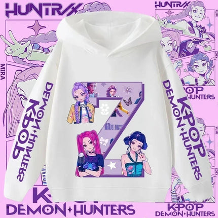 2026 New Letter A-Z Girls' Sportswear Kpop Demon Hunters Boys' Casual Shirt Children's Hooded Shirt Autumn/Winter Long-sleeved