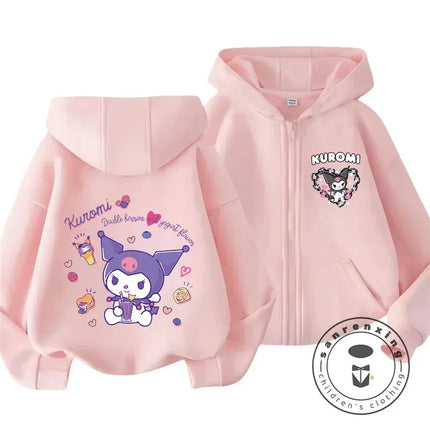 Kids Girls Kuromi Anime Hoodies Long Sleeve Sweatshirts Children Autumn and Winter 3 14 Years Old Cartoon Casual Hooded Tops